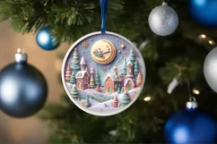 Colorful Pastel Round Santa Ornament PNG Product Image 4