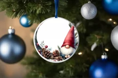 Gnome Christmas Watercolor Round PNG Product Image 1