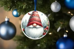 Gnome Christmas Watercolor Round PNG Product Image 1