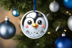 Christmas Penguin Smiling Round Ornament Sublimation PNG Product Image 3