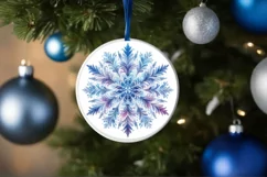Snow Flake Christmas Round Cute Ornament Sublimation Product Image 4
