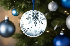 Snowflake Christmas Watercolor Round PNG Product Image 4