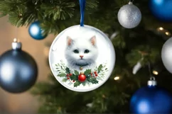 Watercolor Cat Christmas Round PNG Product Image 1