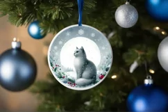 Watercolor Cat Christmas Round PNG Product Image 1