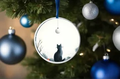 Watercolor Cat Christmas Round PNG Product Image 4