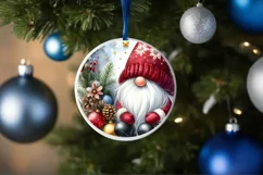 Winter Gnome Round Ornament Sublimation PNG Product Image 4