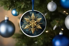 Snow Flake Christmas Round Cute Ornament Sublimation Product Image 4