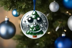 Christmas Christmass Tree Smiling Round Ornament Sublimation Product Image 3