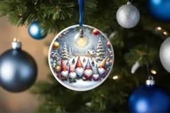 Watercolor Gnomes Christmas Round PNG Product Image 4