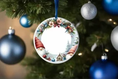 Winter Gnomes Round Ornament Sublimation PNG Product Image 1