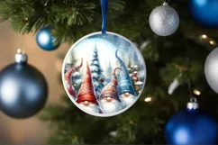 Winter Gnomes Round Ornament Sublimation PNG Product Image 1