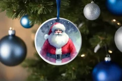 Round Santa Ornament Sublimation PNG Product Image 4