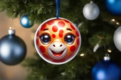 Shiny Christmas Face Round Giraffe Sublimation PNG Product Image 3