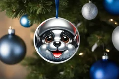 Christmas Puppy Smiling Round Ornament Sublimation PNG Product Image 1