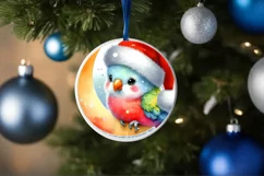 Santa Hat Baby Parrot Ornament Sublimation PNG Product Image 1