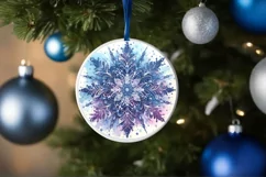 Snow Flake Christmas Round Cute Ornament Sublimation Product Image 4