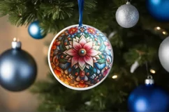 Silent Night Christmas Round Cute Ornament Sublimation Product Image 4