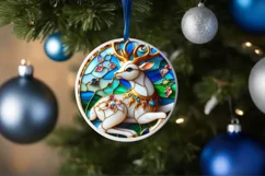Christmas Round Cute Ren Deer Animal Ornament Sublimation Product Image 4