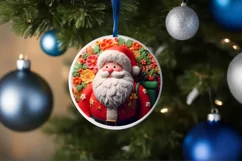 Christmas Round Santa Ornament Sublimation Product Image 4
