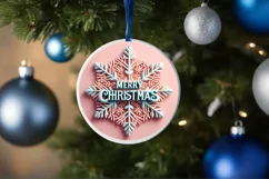 Snow Flake Christmas Round Cute Ornament Sublimation Product Image 4