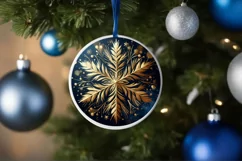Snow Flake Christmas Round Cute Ornament Sublimation Product Image 4
