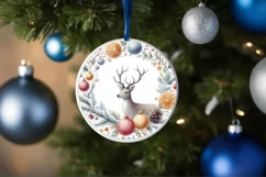 Reindeer Christmas Ornament Sublimation PNG Product Image 1