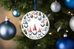 Winter Gnomes Round Ornament Sublimation PNG Product Image 4