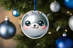 Bunny Smiling Round Ornament Sublimation PNG Product Image 1