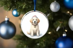 Dog Round Ornament Sublimation PNG Product Image 4