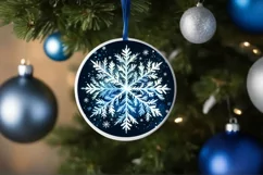 Snow Flake Christmas Round Cute Ornament Sublimation Product Image 4