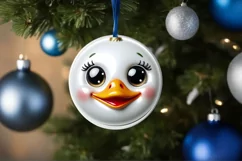 Shiny Christmas Swan Round Ornament Sublimation PNG Product Image 3