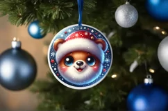 Christmas Bear Round Sticker Sublimation PNG Product Image 3
