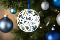 Jolly Wishes Round Ornament Sublimation PNG Product Image 1