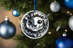 Shiny Christmas Face Round Lion Sublimation PNG Product Image 1