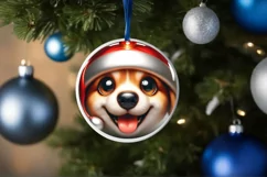 Puppy Smiling Round Ornament Sublimation PNG Product Image 3