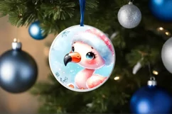 Winter Flamingo on Cloud Sublimation PNG Product Image 1