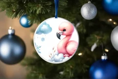 Winter Flamingo on Cloud Sublimation PNG Product Image 1
