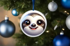 Shiny Christmas Sloth Ornament Sublimation PNG Product Image 1