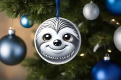 Shiny Christmas Sloth Ornament Sublimation PNG Product Image 3