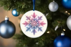 Snow Flake Christmas Round Cute Ornament Sublimation Product Image 4