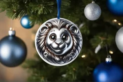 Shiny Christmas Lion Ornament Sublimation PNG Product Image 1