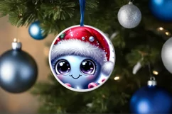 Christmas Octopus Round Sticker Sublimation PNG Product Image 1