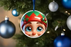 Christmas Elf Round Sticker Sublimation PNG Product Image 3