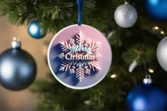 Snow Flake Christmas Round Cute Ornament Sublimation Product Image 4