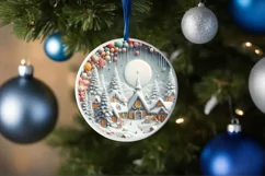 Molten Candy Christmas Scene Round Ornament Sublimation PNG Product Image 4