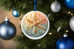 Round Christmas Ornament Sublimation|Clipart Product Image 1