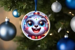 Bear Smiling Round Ornament Sublimation PNG Product Image 1