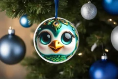 Christmas Peacock Round Sticker Sublimation PNG Product Image 3