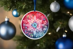 Winter Snowflake Round Ornament Sublimation PNG Product Image 4