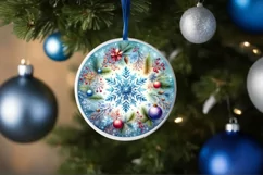 Winter Snowflake Round Ornament Sublimation PNG Product Image 4